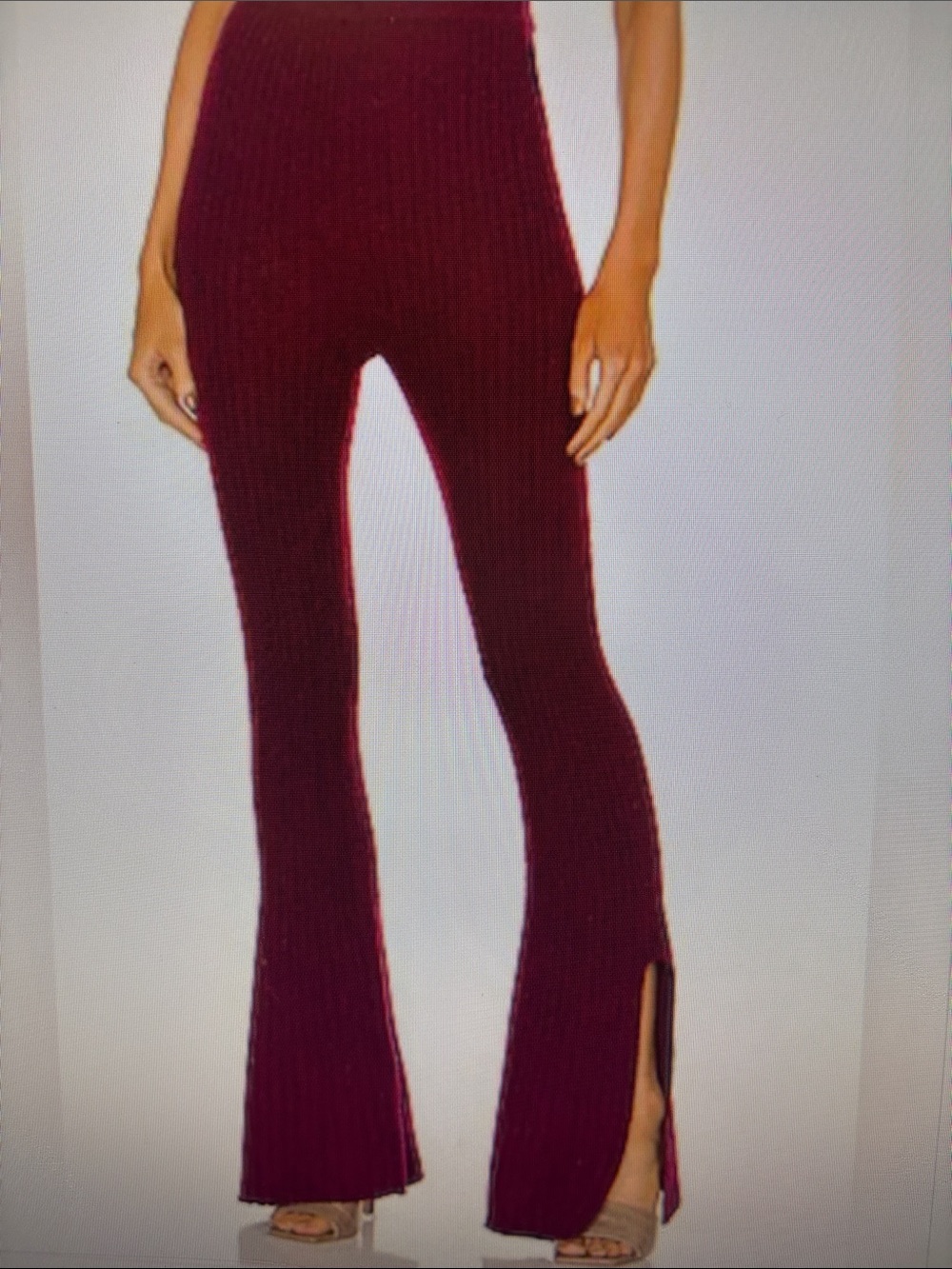 NWT Revolve Something Navy Wool/Cashmere Ribbed Knit Flare Pants Medium